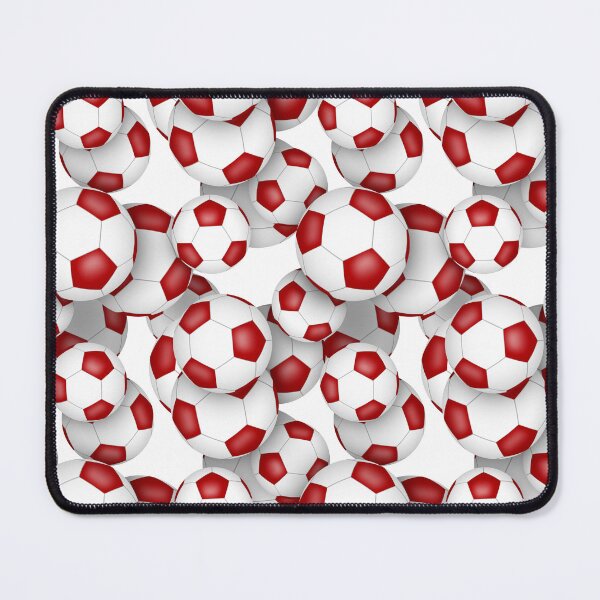 Item preview, Red & white soccer balls pattern designed and sold by katzdzynes.
