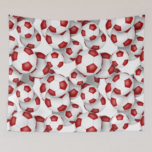 Item preview, Red & white soccer balls pattern designed and sold by katzdzynes.