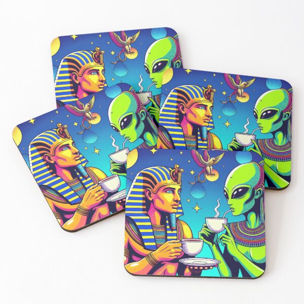 Item preview, Pharaoh and annuaki coffee enjoying  designed and sold by Dogandesighn.