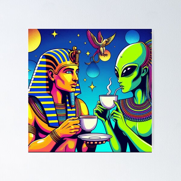 Item preview, Pharaoh and annuaki coffee enjoying  designed and sold by Dogandesighn.