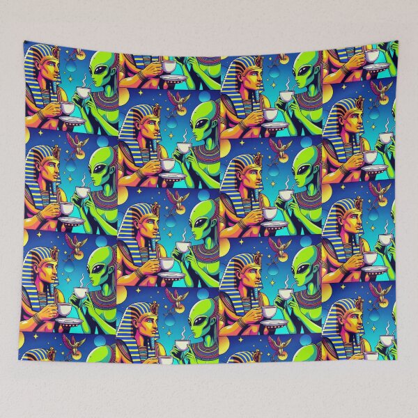 Item preview, Pharaoh and annuaki coffee enjoying  designed and sold by Dogandesighn.
