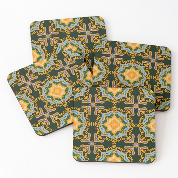 Item preview, Seamless Ornamental Fabric Pattern with Green and Gold Mandala Design designed and sold by chorstudio.