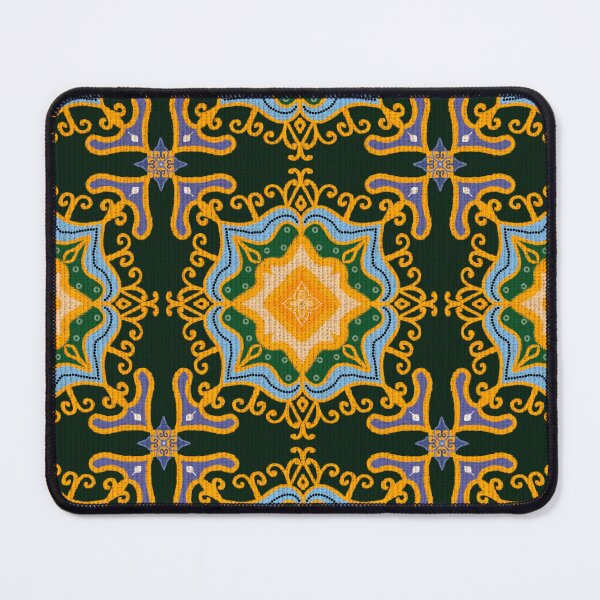 Item preview, Seamless Ornamental Fabric Pattern with Green and Gold Mandala Design designed and sold by chorstudio.