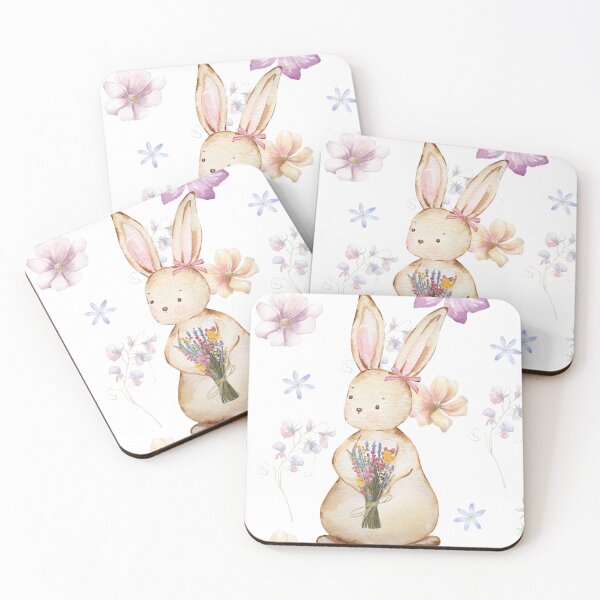 Item preview, "Cute Bunny with Flowers" designed and sold by LaiDeeByAiya.