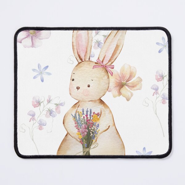 Item preview, "Cute Bunny with Flowers" designed and sold by LaiDeeByAiya.