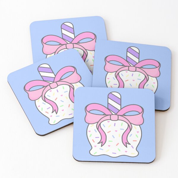 Item preview, White Candy Apple with Pink Bow, Purple Striped Stick & Sprinkles designed and sold by SpunkyDoodles.