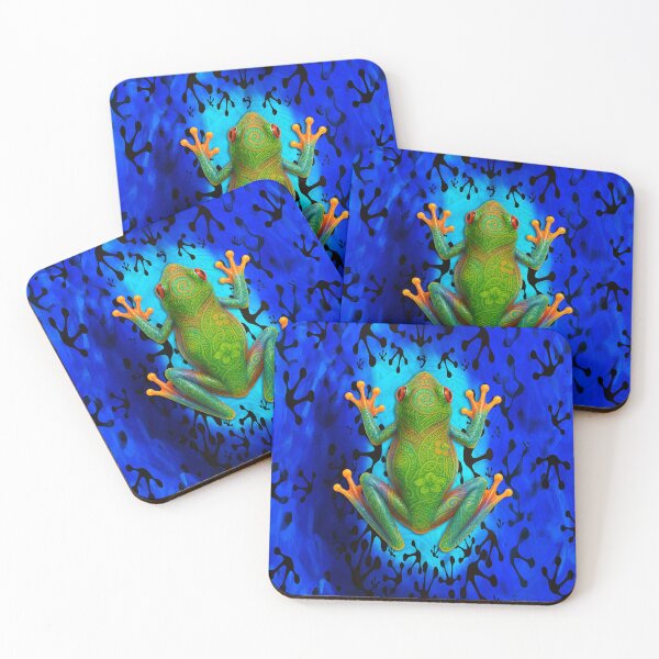 Item preview, Vivid Polynesian Tribal Frog – Tropical Jungle Art Design designed and sold by artistwill.