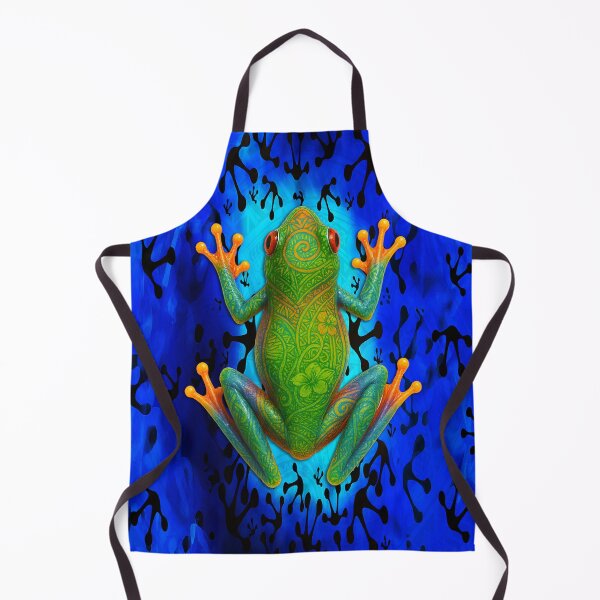 Item preview, Vivid Polynesian Tribal Frog – Tropical Jungle Art Design designed and sold by artistwill.