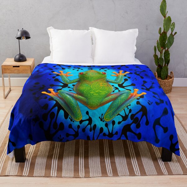 Item preview, Vivid Polynesian Tribal Frog – Tropical Jungle Art Design designed and sold by artistwill.