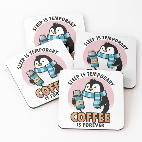 Item preview, Penguin "Coffee Is Forever" Cute Cartoon Illustration. designed and sold by NayemArts.