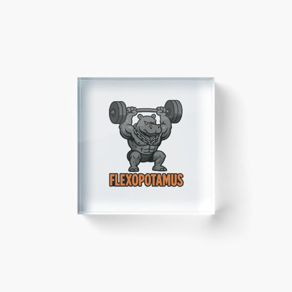 Item preview, Flexopotamus – Buff Hippo Powerlifting Gym Mascot designed and sold by Enea Kelo.