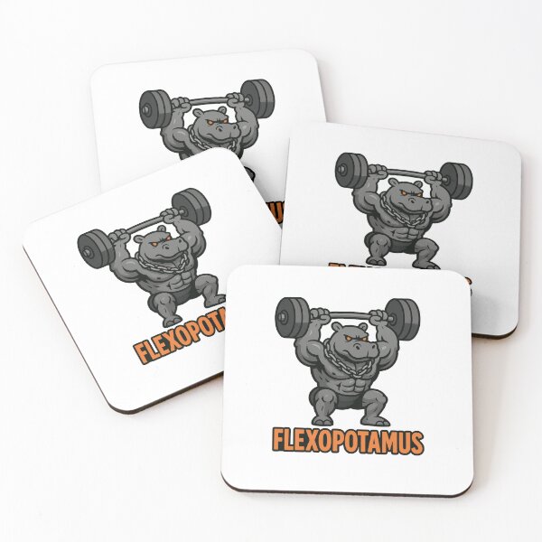 Item preview, Flexopotamus – Buff Hippo Powerlifting Gym Mascot designed and sold by Enea Kelo.