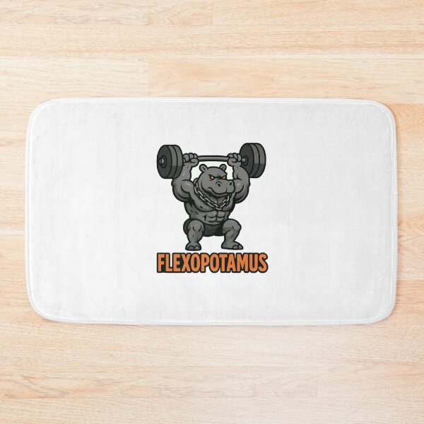 Item preview, Flexopotamus – Buff Hippo Powerlifting Gym Mascot designed and sold by Enea Kelo.