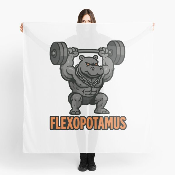 Item preview, Flexopotamus – Buff Hippo Powerlifting Gym Mascot designed and sold by Enea Kelo.