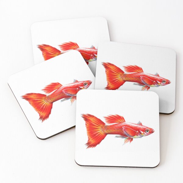 Item preview, red fire guppy designed and sold by 4rtistcDrift.