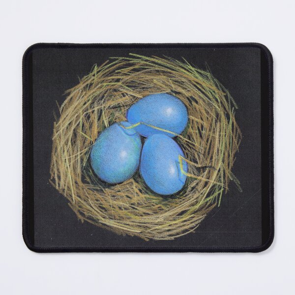 Item preview, Bird Eggs in a Nest, Blue Eggs, Color Pencil on Black designed and sold by JoyfulWhimsy.