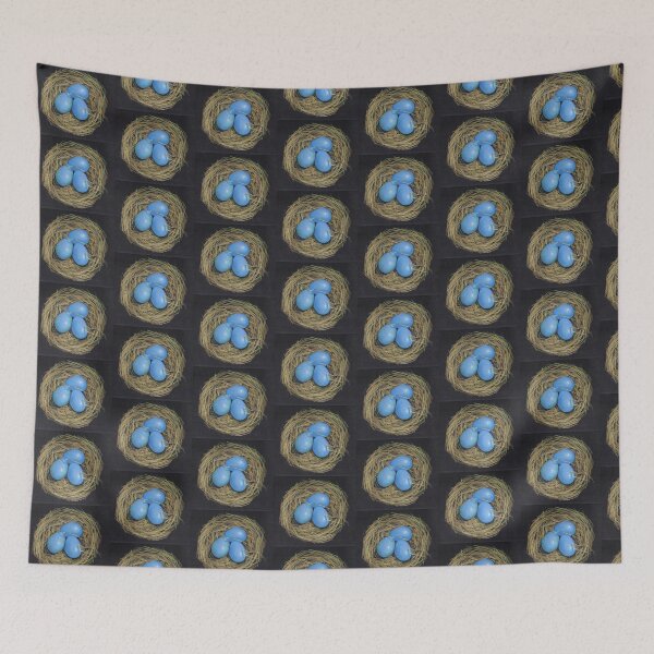 Item preview, Bird Eggs in a Nest, Blue Eggs, Color Pencil on Black designed and sold by JoyfulWhimsy.