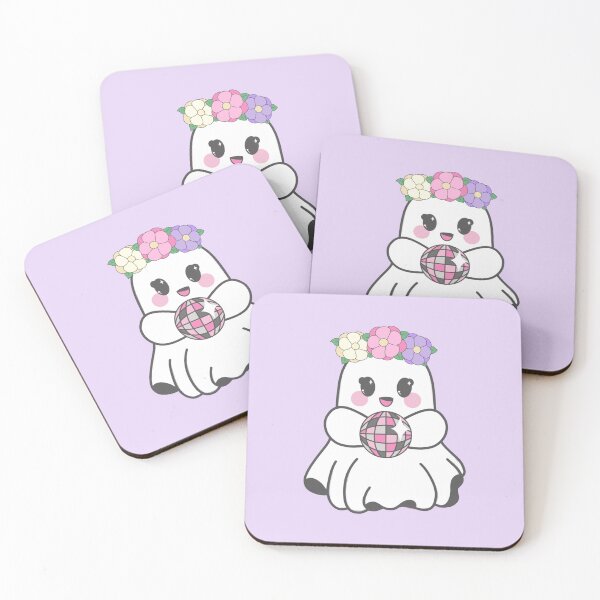 Item preview, Kawaii Ghost with Floral Crown and Disco Ball designed and sold by SpunkyDoodles.