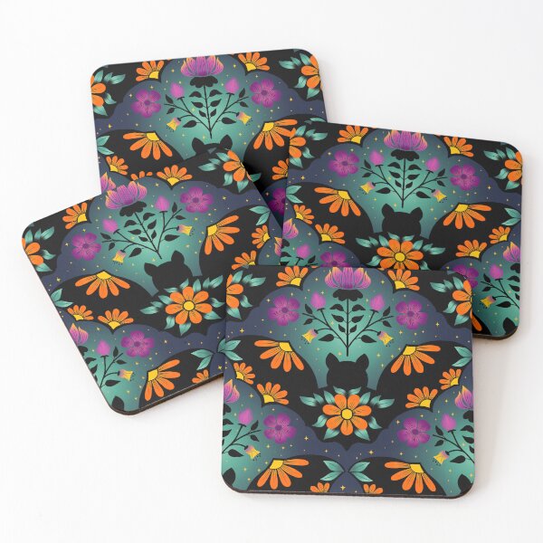 Item preview, Flower decorated Halloween Bats in the night designed and sold by Designsbyluzia.