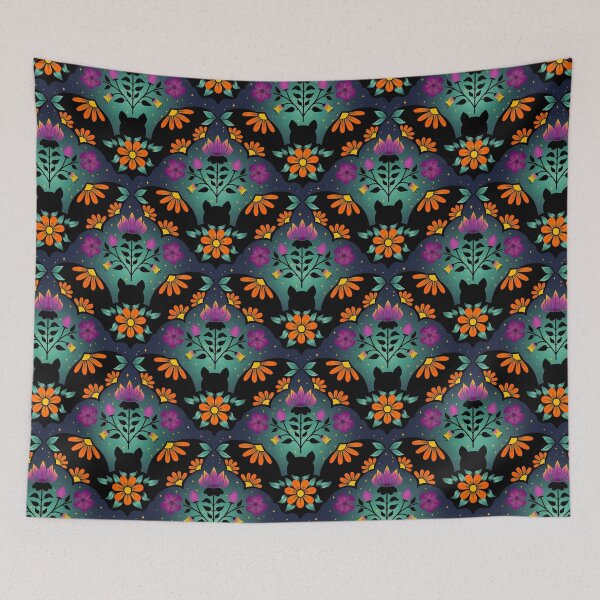 Item preview, Flower decorated Halloween Bats in the night designed and sold by Designsbyluzia.