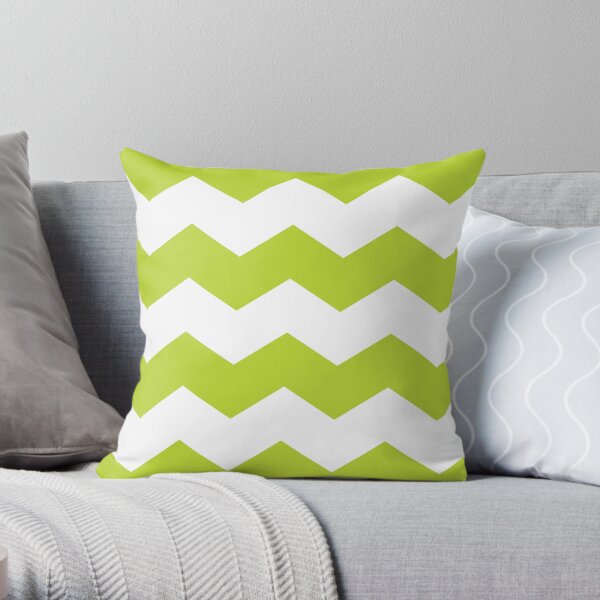 Lime Green Chevron Print Throw Pillow