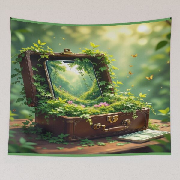 Item preview, Green Portal – Nature meets Tech in a surreal suitcase full of moss, butterflies & vision designed and sold by FotoworldEdel.