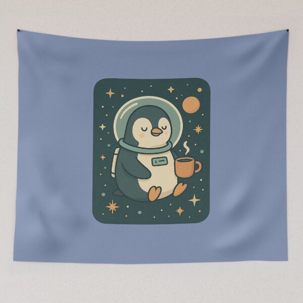 Item preview, Space Penguin Coffee Break designed and sold by Neon Nightmare.