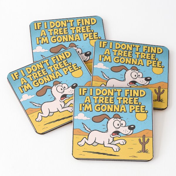 Item preview, Funny Cartoon Dog in the Desert – 90s Style Poster with “If I Don’t Find a Tree, I’m Gonna Pee” designed and sold by RAKO13.