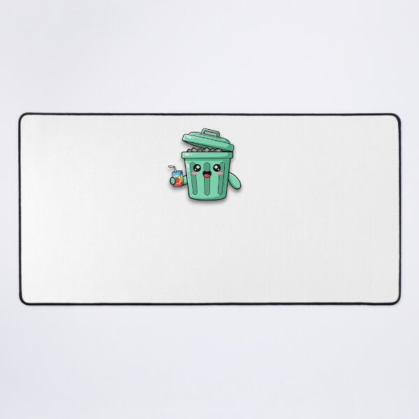 Item preview, Kawaii Trash Can - A Mint-Green, Smiling Friend with a Juice Box designed and sold by Peach Patch.