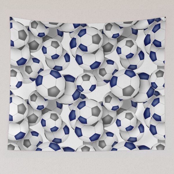Item preview, Blue & gray soccer balls pattern designed and sold by katzdzynes.