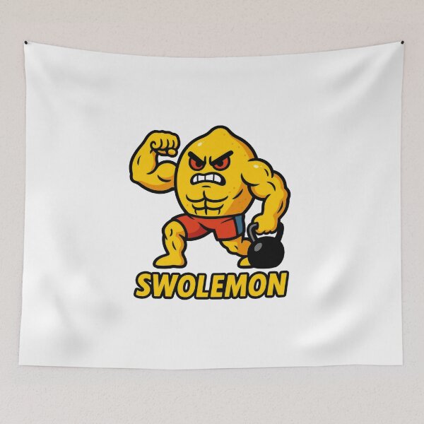 Item preview, Swolemon – Buff Lemon Lifting Weights Funny Gym Artwork designed and sold by Enea Kelo.
