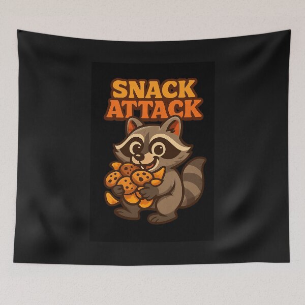 Item preview, Snack Attack – Cute Raccoon with Snacks Funny Cartoon Design   designed and sold by Gazmerch.