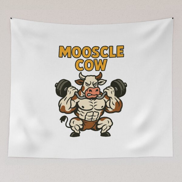 Item preview, Mooscle Cow – Buff Cow Barbell Lifting Funny Gym Artwork designed and sold by Enea Kelo.