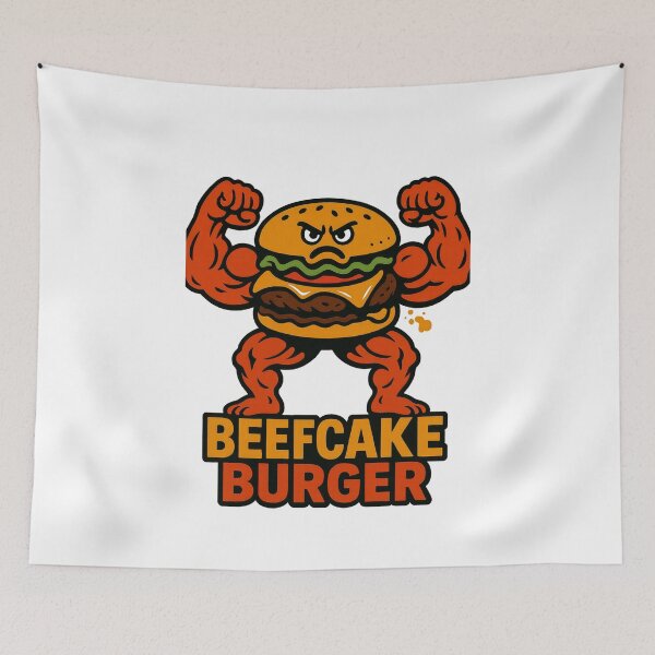 Item preview, Beefcake Burger – Buff Burger Funny Gym Food Lifting Artwork designed and sold by Enea Kelo.