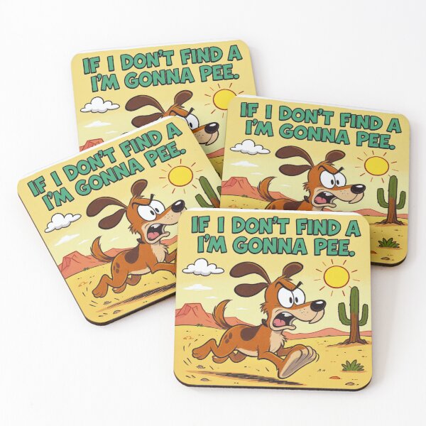 Item preview, Funny Cartoon Dog in the Desert – 90s Style Poster with “If I Don’t Find a Tree, I’m Gonna Pee” designed and sold by RAKO13.