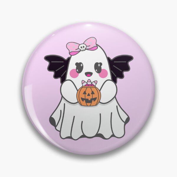 Item preview, Kawaii Girly Bat Ghost with Pink Bow & Jack O' Lantern designed and sold by SpunkyDoodles.