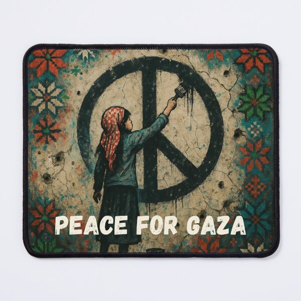 Item preview, Peace for Gaza Girl paints peace symbol Free Palestine End The Genocide designed and sold by Annika Shurafa.