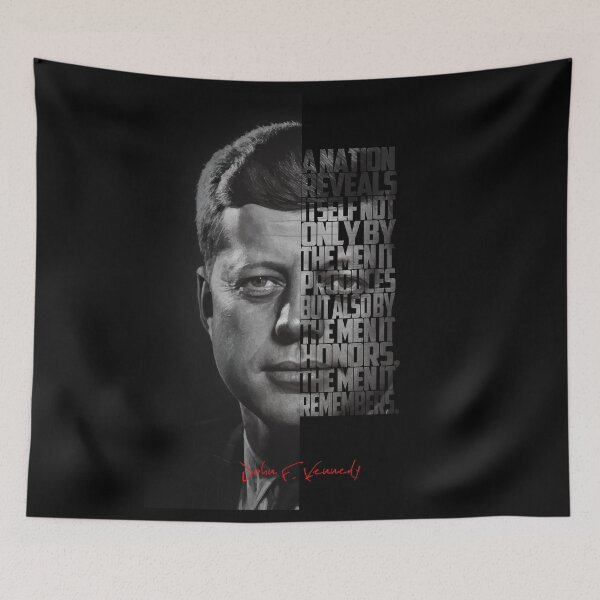 Item preview, John F. Kennedy Freedom Quote – Black and White Inspirational Portrait designed and sold by Enea Kelo.