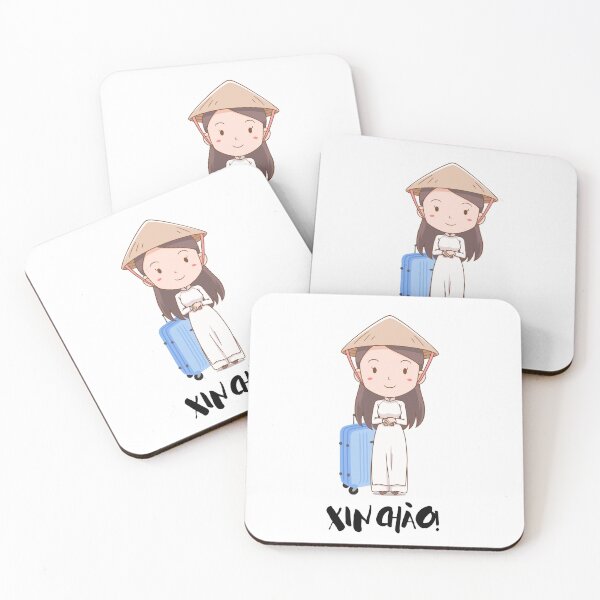 Item preview, Traveling Vietnamese Chibi Girl saying Xin Chao  designed and sold by RosalinesEyes.