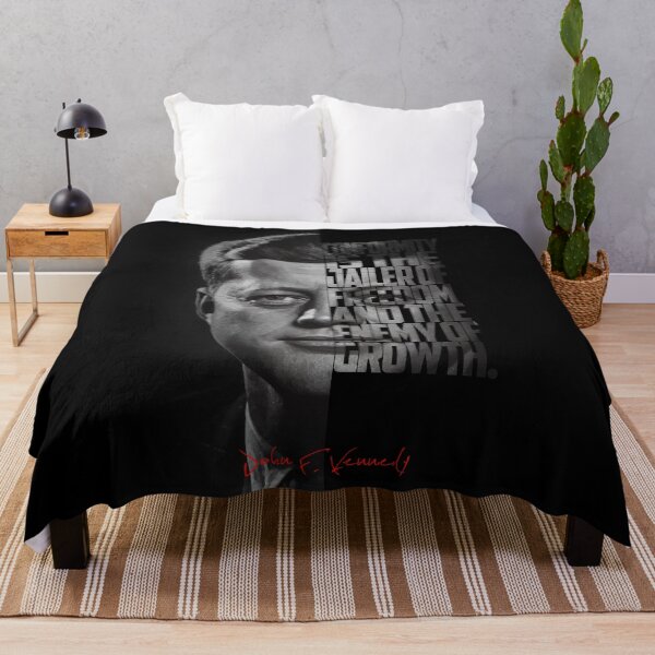 Item preview, John F. Kennedy Freedom Quote – Black and White Inspirational Portrait designed and sold by Enea Kelo.
