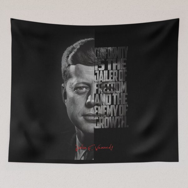 Item preview, John F. Kennedy Freedom Quote – Black and White Inspirational Portrait designed and sold by Enea Kelo.