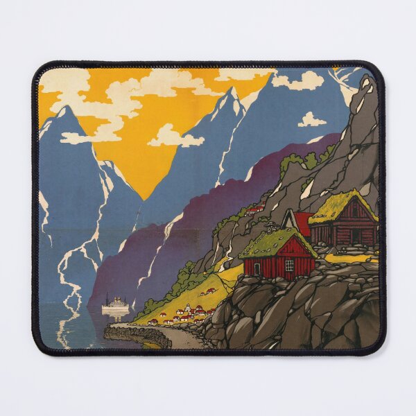 Item preview, Vintage Art Nouveau Travel Poster | Norwegian Fjord Cruise | Early 20th Century | Antique Wall Art | Scandinavian Landscape Decor designed and sold by artofuniverse.