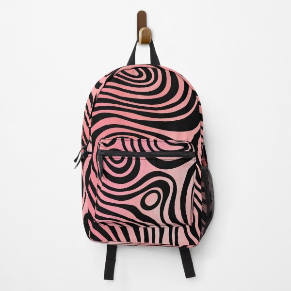 Item preview, Psychedelic Topographic Wave Pattern – Coral Pink & Black Lines designed and sold by The Nuni - Nuniverse.