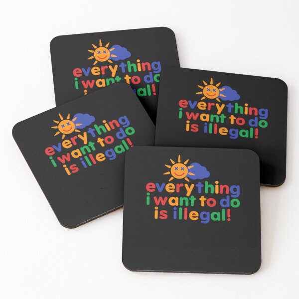 Item preview, “Everything I Want to Do is Illegal!” – Funny Colourful Retro Text Design designed and sold by BadGirlzz.