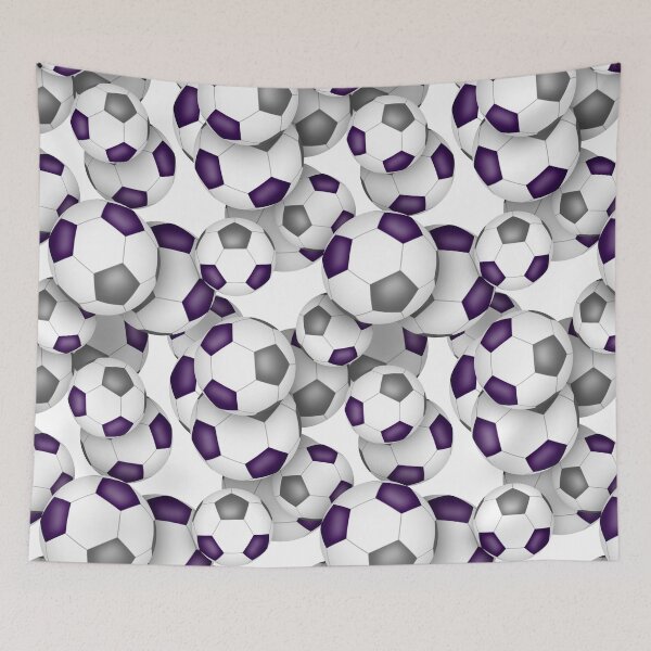 Item preview, Purple & gray soccer balls pattern designed and sold by katzdzynes.