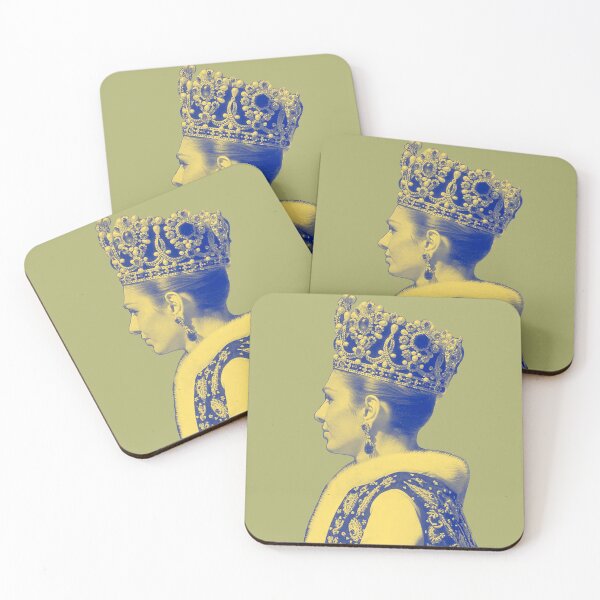 Item preview, ShahBanoo Farah Pahlavi Portrait Gold and Blue, شهبانو فرح پهلوی نقاشی هنر  ملکه ایران designed and sold by MahsaWatercolor.