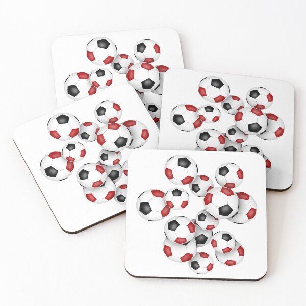 Item preview, Red & black soccer balls pattern designed and sold by katzdzynes.