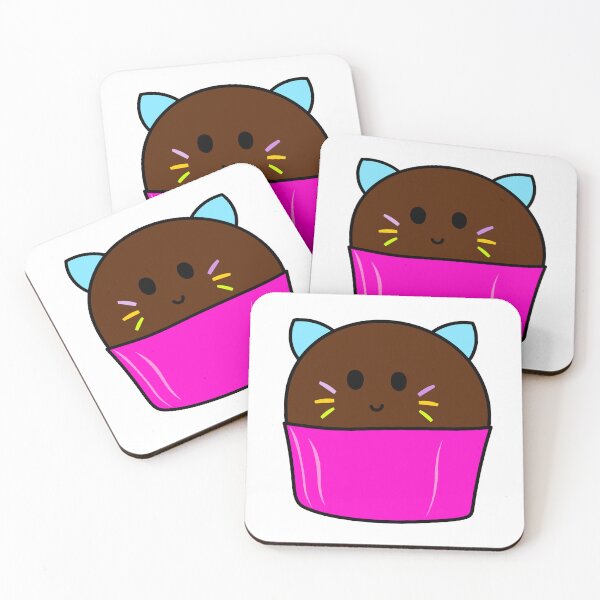 Item preview, Cute pink chocolate kitty cat cupcake designed and sold by DesignsByMadiha.