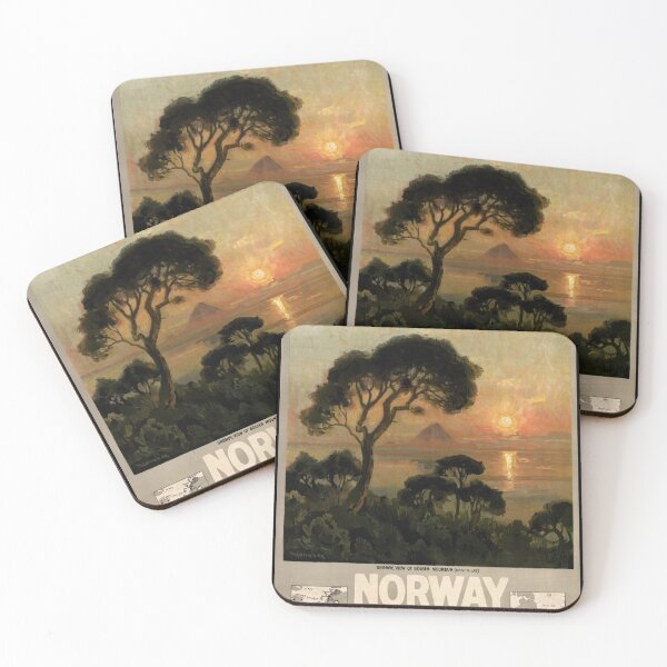 Item preview, Vintage Norway Travel Poster | Art Nouveau Midnight Sun | Norwegian Landscape with Bølgene Mountain | Early 20th Century Art designed and sold by artofuniverse.