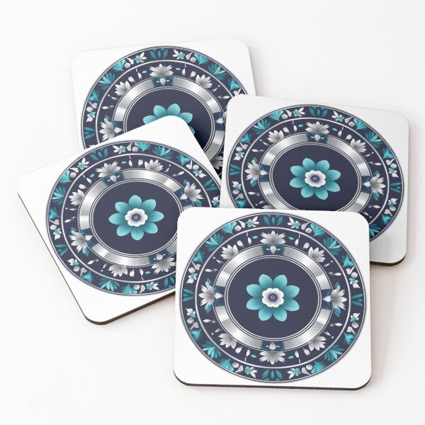 Item preview, Modern Dancheong-Inspired Blue and Silver Lotus Mandala – Korean Temple Art Design designed and sold by jelonkaa.